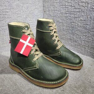 Duckfeet Faborg Women's Size EU 39 Green Forest Leather Wool Lined Ankle Boots